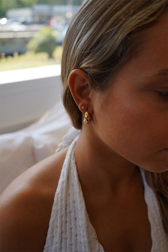Capri Smooth Round Chunky Hoop Gold Earrings