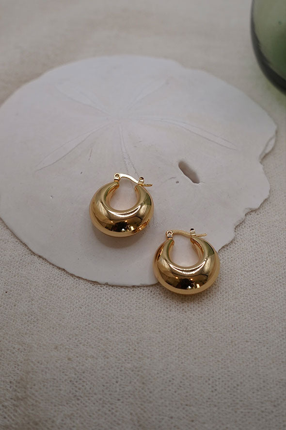 Salve C-Shaped 'Chunky' Triple Hoop Gold Earrings