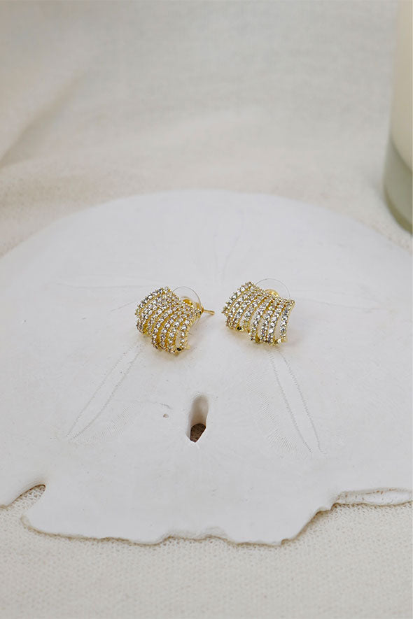 Cuff Rhinestone & Gold Earrings
