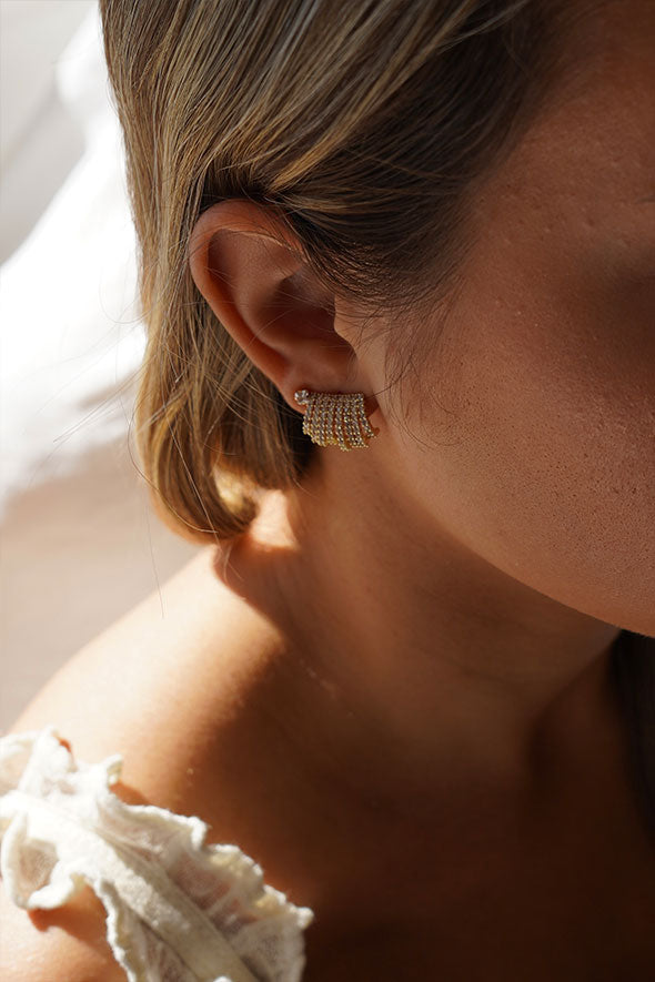 Cuff Rhinestone & Gold Earrings
