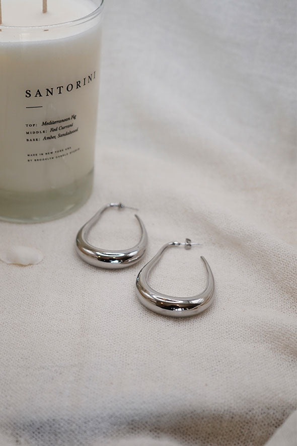 Lucia Unique Lightweight Large Silver Hoop Earrings