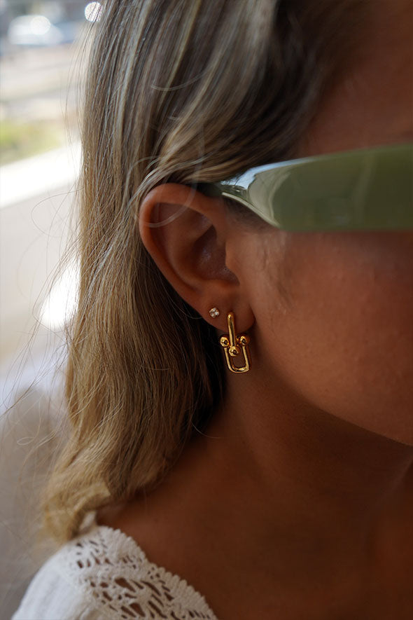 Natasha Double Linked Gold Earrings