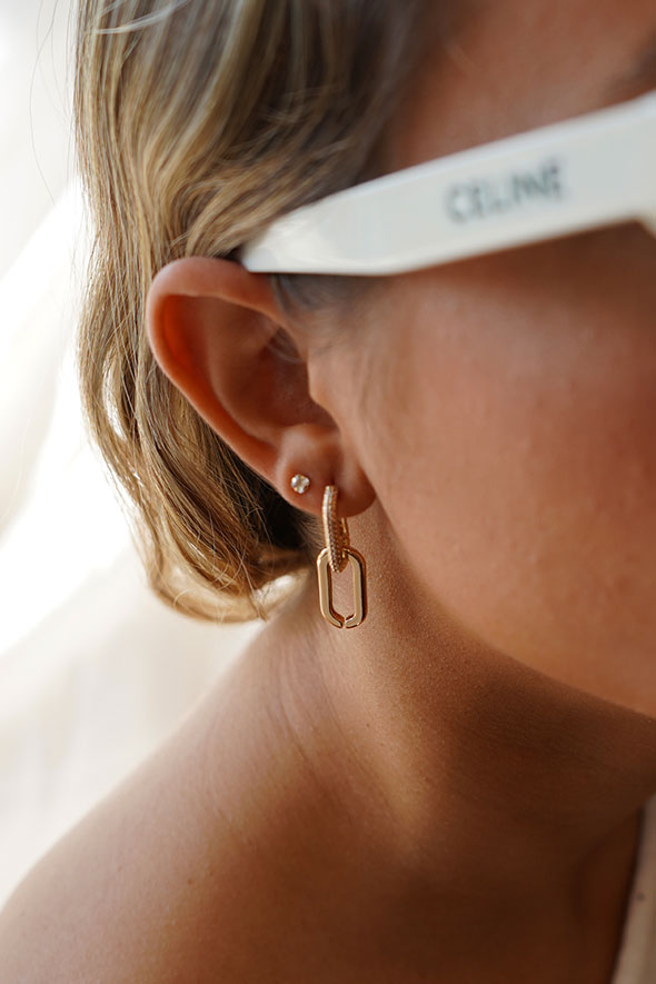 Natasha Double Linked Gold with Rhinestones Earrings