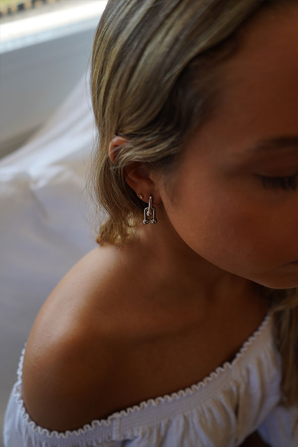 Natasha Double Linked Silver Earrings