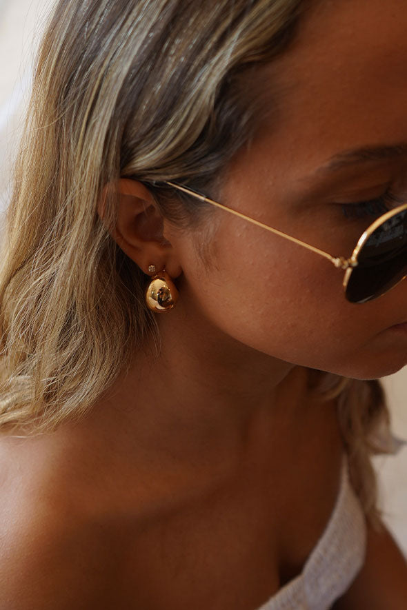 New Ischia Round Gold Chunky Hoop Earrings