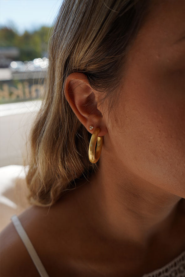 Small Brushed Gold Light Weight Hoop Earrings