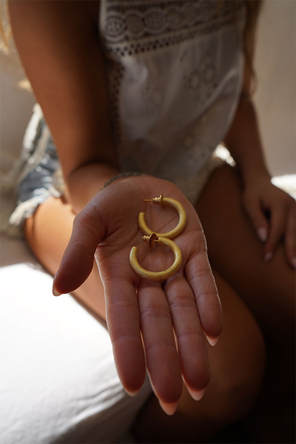 Small Brushed Gold Light Weight Hoop Earrings