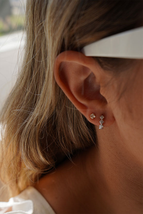 Sophie Geometric Silver Hoop Earrings